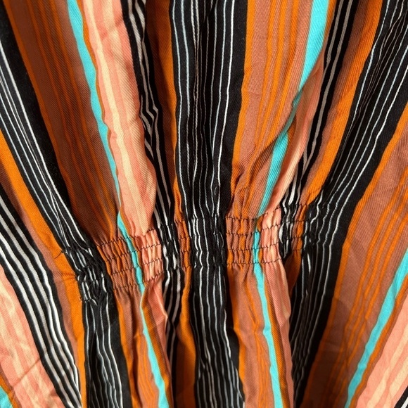 FIG Women’s Mustard Striped A-Line Midi Dress w/ Dolman Sleeves Size Medium - Picture 9 of 11